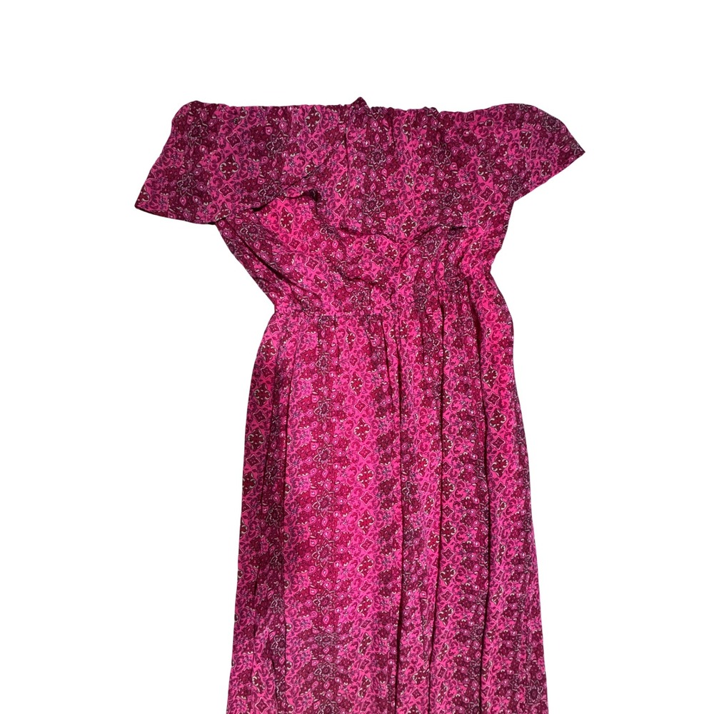Hollister Maxi Dress Strapless Size M Pink All Over Floral Boho Flowy Indie Y2K - Picture 3 of 7
